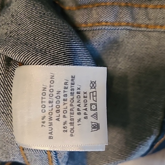 True Religion Mens Medium Dark Blue Denim World Tour Trucker Jacket Streetwear - Picture 10 of 16